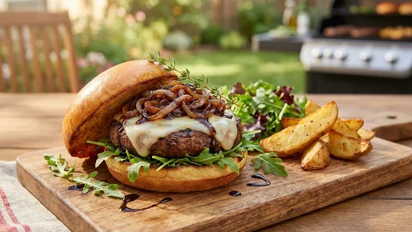 Portobello Mushroom Burger with Balsamic Onions (Grilled Vegetarian Burger)