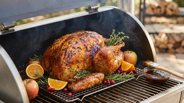 Smoked Whole Turkey on Pellet Grill with Applewood and Maple Glaze