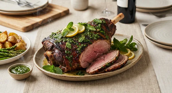 Smoked Leg of Lamb with Mint