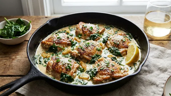 Creamy Garlic Chicken and Spinach Skillet (One-Pan, 30 Minutes)