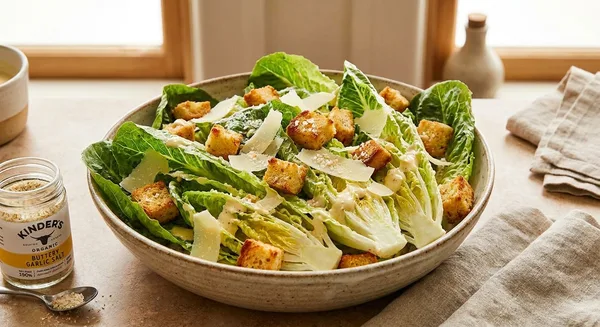 Kinder's Organic Buttery Garlic Salt Caesar Salad with Homemade Buttery Garlic Croutons