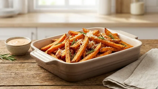Best Oven-Baked Crispy Sweet Potato Fries with Parmesan and Rosemary