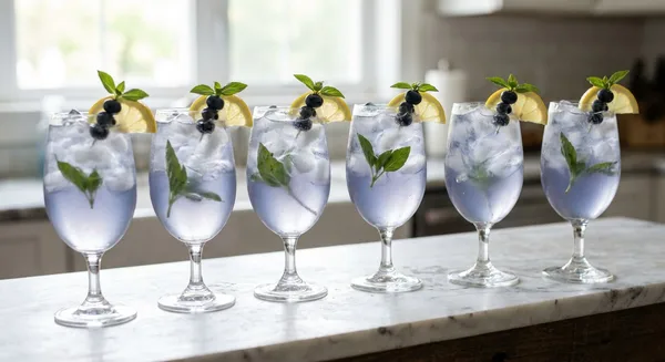 Sparkling Blueberry Vodka Spritz with Lemon-Basil