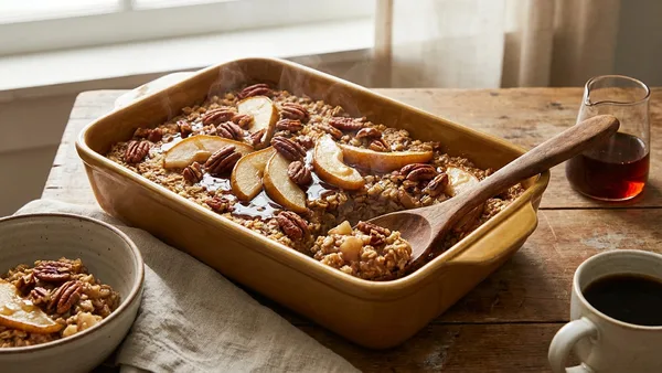 Maple Pecan Pear Baked Oatmeal for Fall Breakfasts