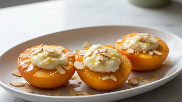 Baked Peaches with Honey Mascarpone and Toasted Almonds