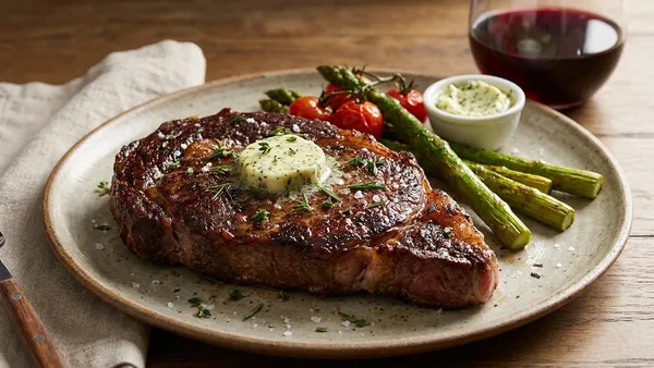Perfect Air Fryer Ribeye Steak with Garlic Herb Butter