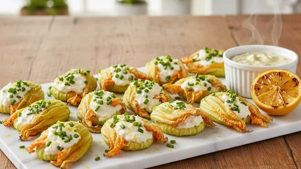 Sheet-Pan Grilled Zucchini Blossom Bites