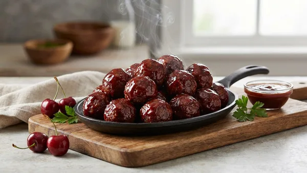 Smoked BBQ Beef Meatballs with Cherry Chipotle Glaze