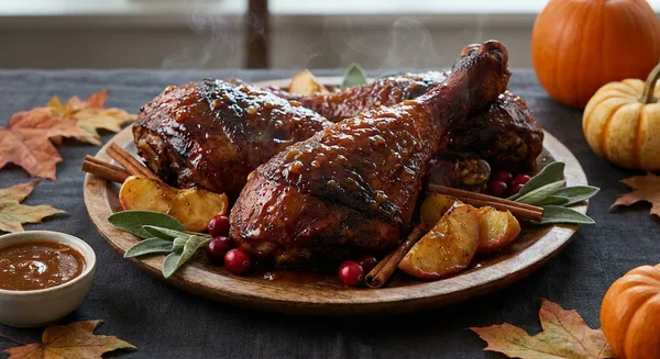 Smoked Turkey Legs with Spiced Apple Glaze for Halloween Feasts