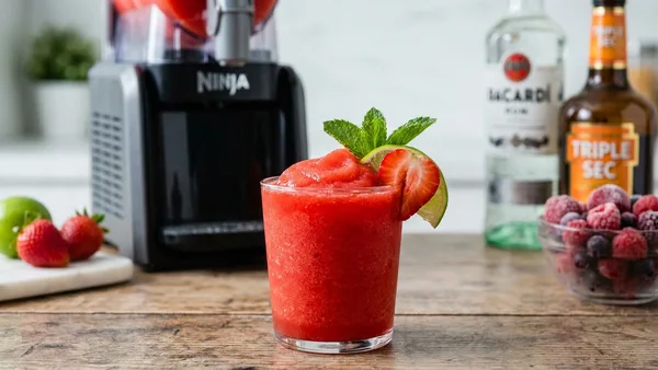 Spiked Strawberry Daiquiri Slushie for Ninja Slushy Maker