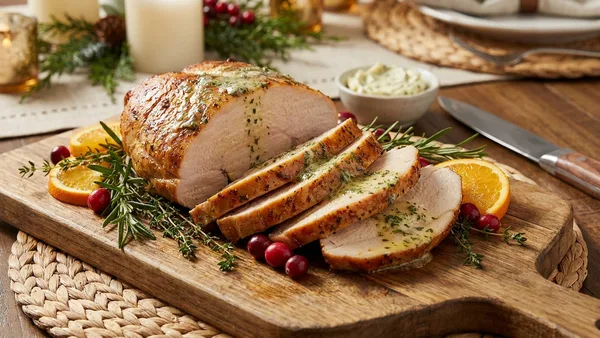 Pellet Grill Smoked Turkey Breast with Herb Butter Injection for Holidays