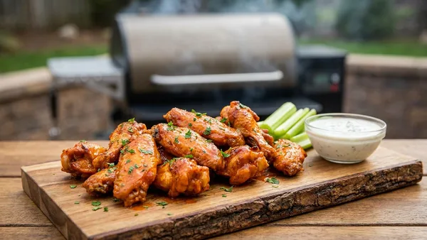 Smoked Chicken Wings on the Pellet Grill with Crispy Skin and Buffalo Glaze