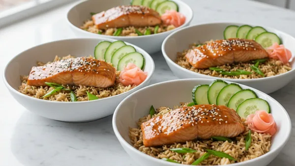 Popular Right Now — Grilled Ponzu-Glazed Salmon Bowls with Charred Scallion Rice