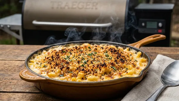 Smoked Mac and Cheese on the Traeger with Smoked Breadcrumb Topping