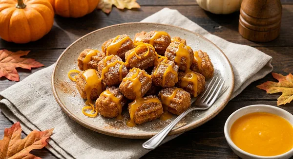 Air Fryer Pumpkin Spice Churro Bites with Orange Glaze