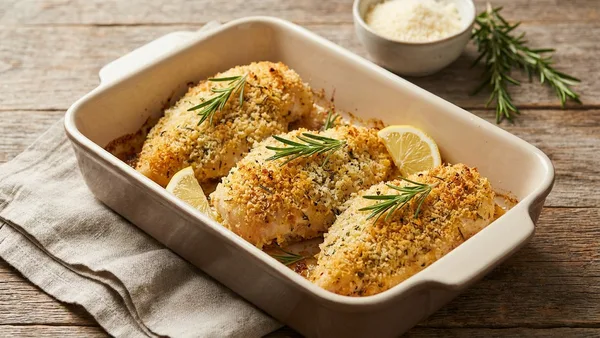Parmesan-Crusted Baked Chicken Breasts with Garlic and Rosemary