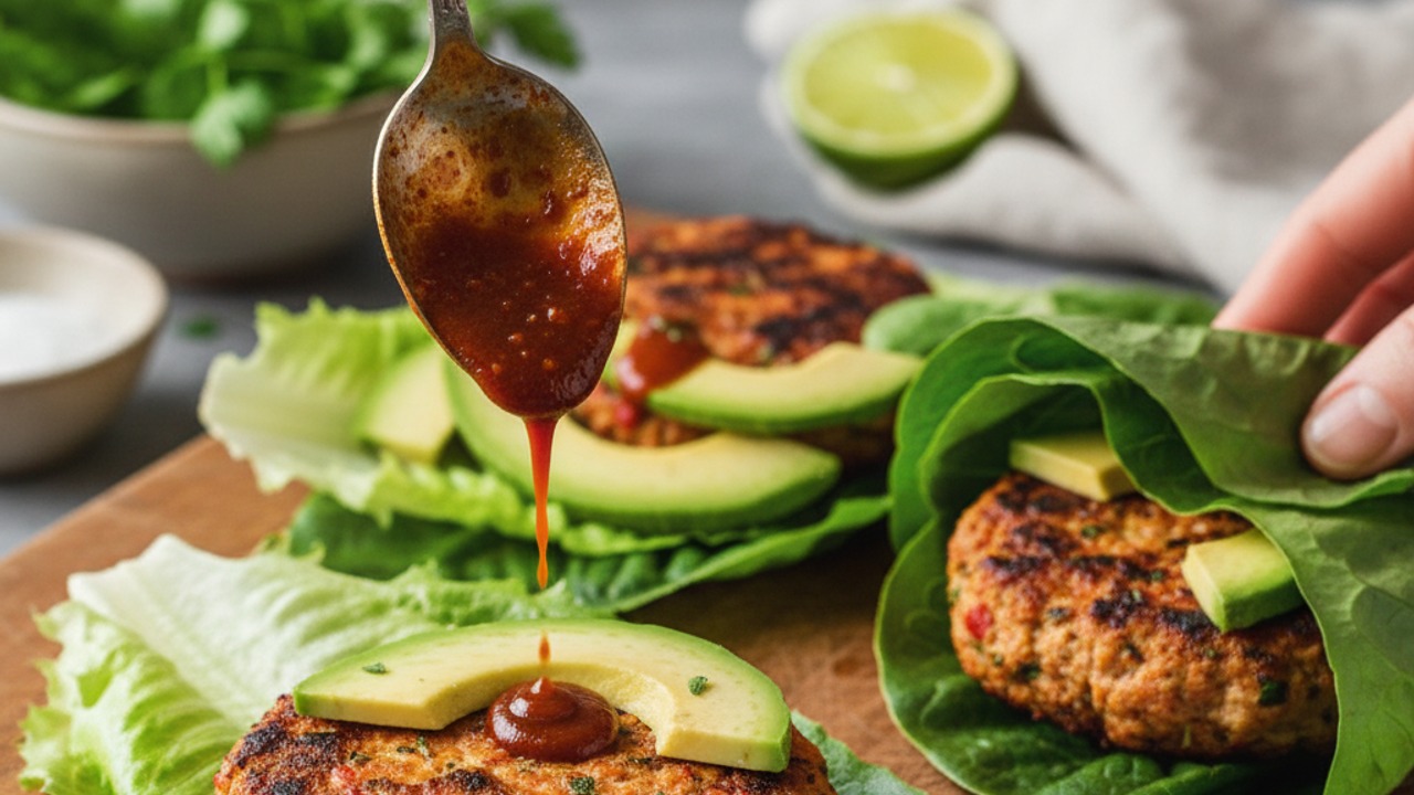 Assemble the lettuce-wrapped burgers