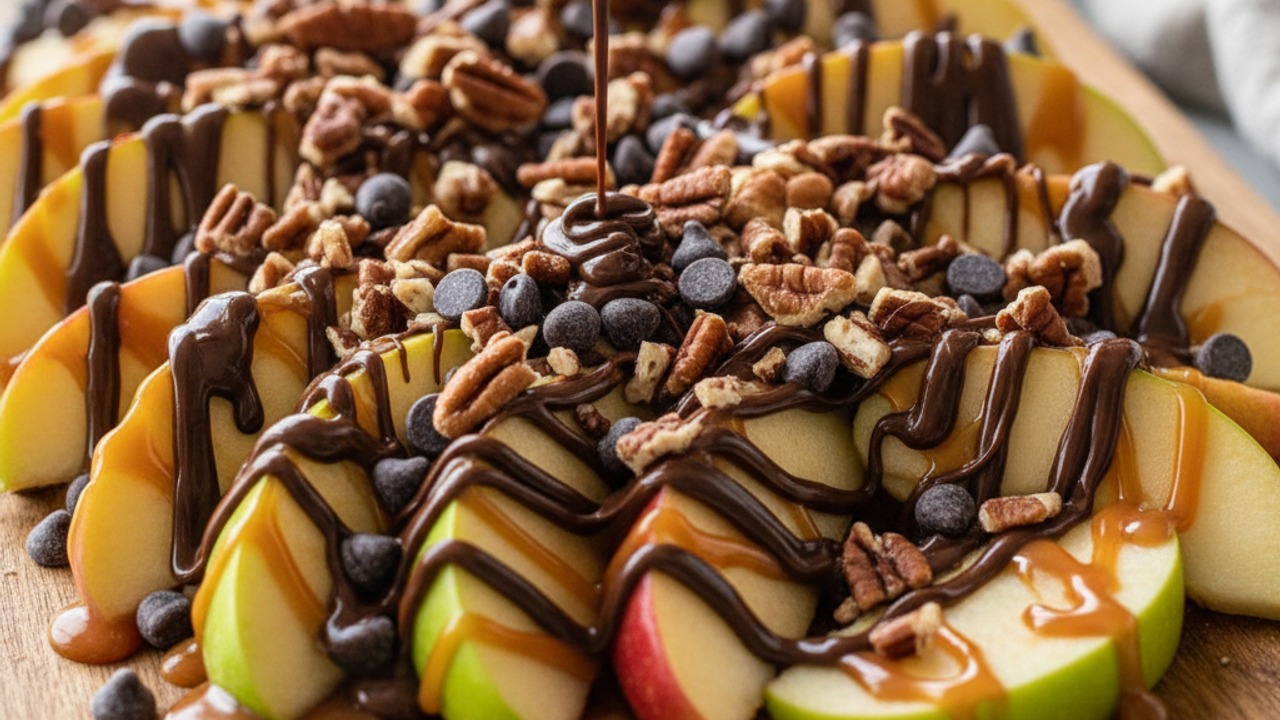 Add chocolate and crunchy toppings