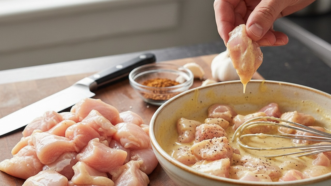 Cut and marinate the chicken