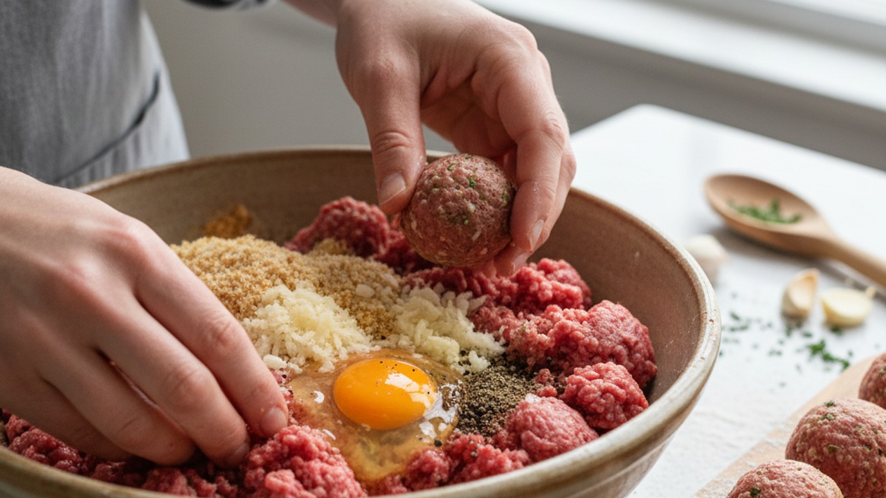 Mix and form meatballs
