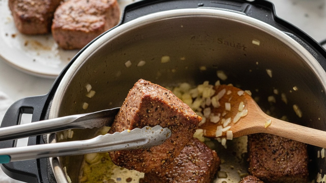 Sauté and brown the beef