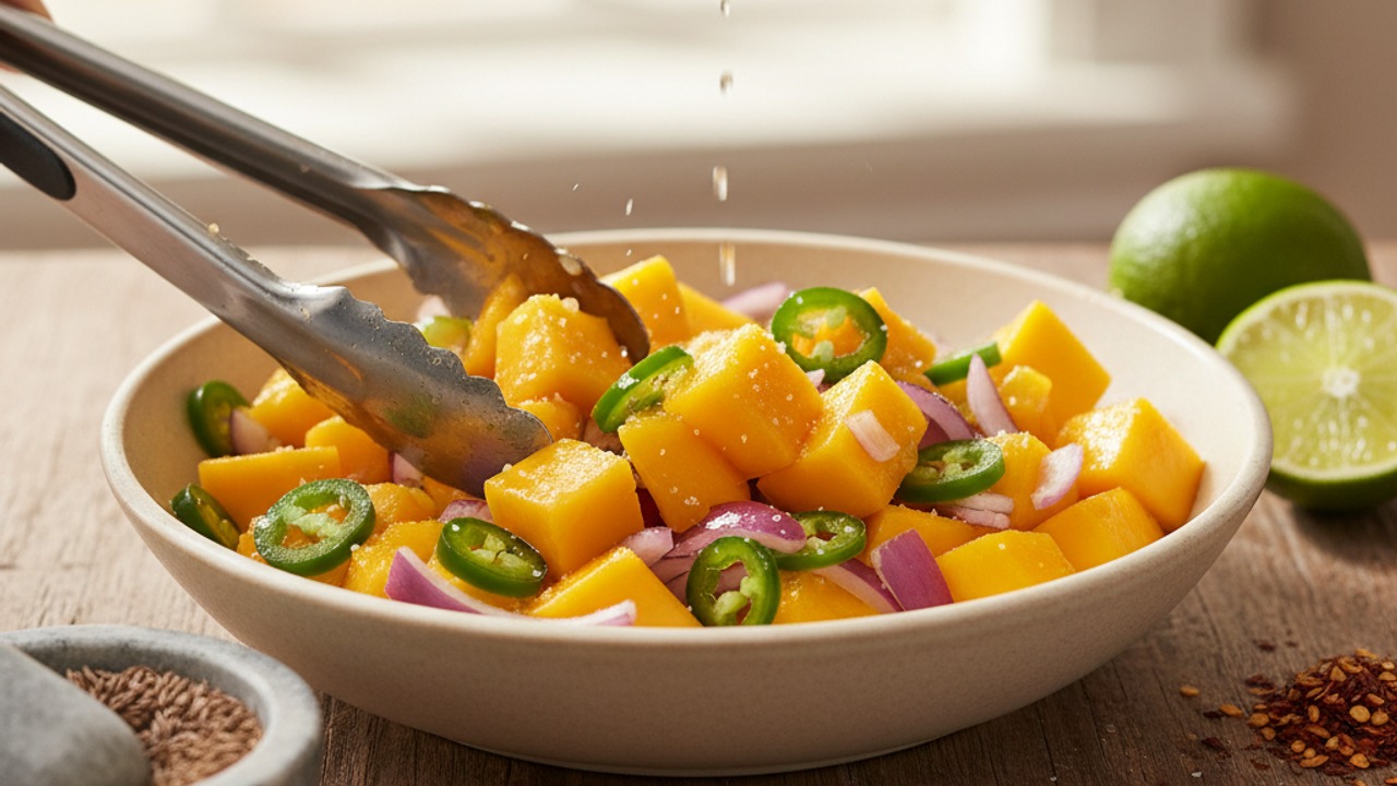 Prepare the spicy mango salsa