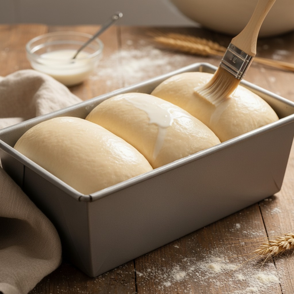 Shape, proof in loaf pan, and brush