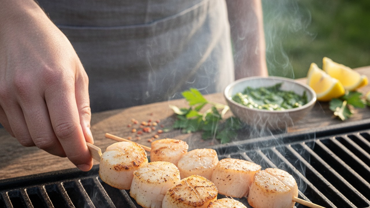 Grill the scallops