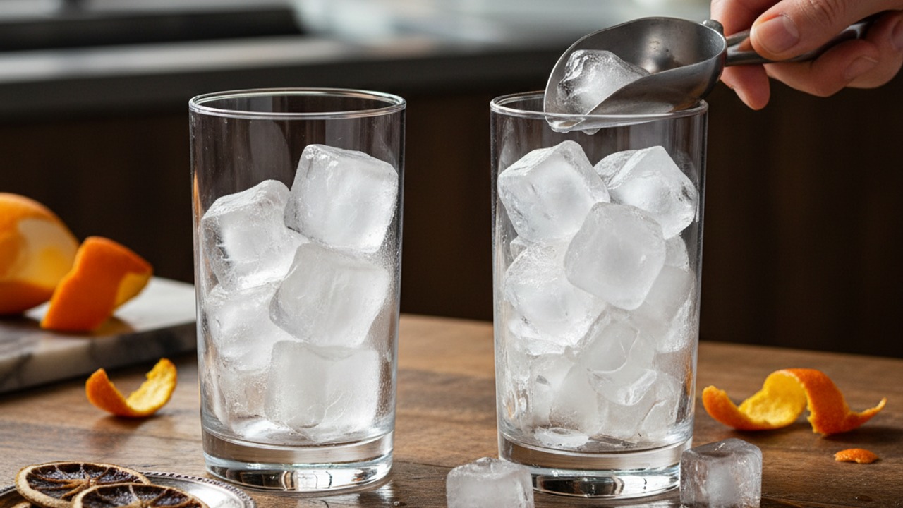 Prepare glass and ice