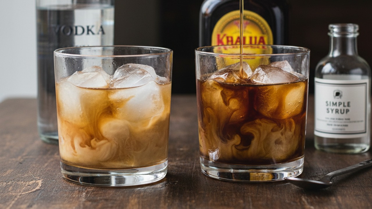 Build the base: vodka and coffee liqueur