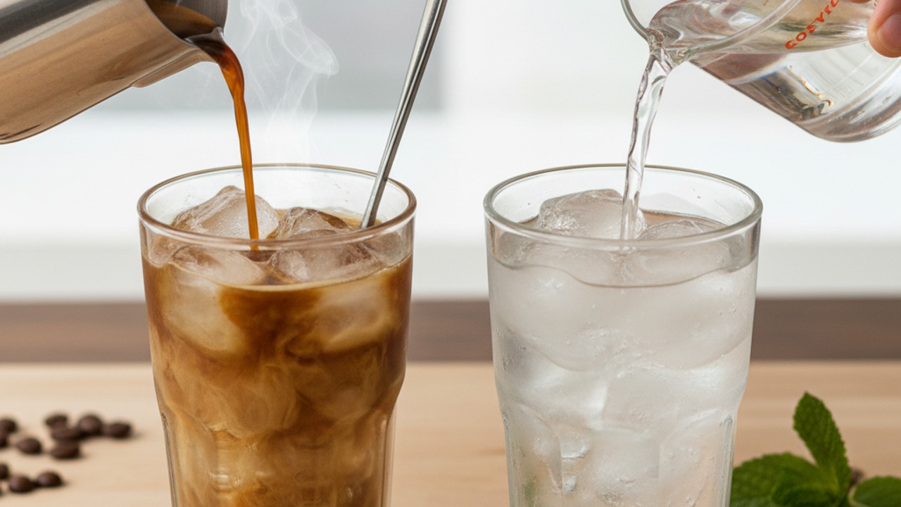 Prepare glasses and build the Americano