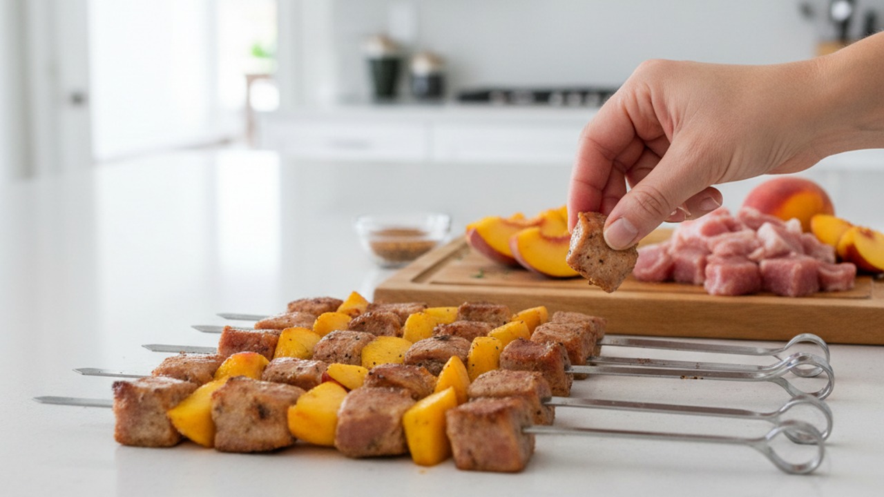 Smoke and glaze the skewers