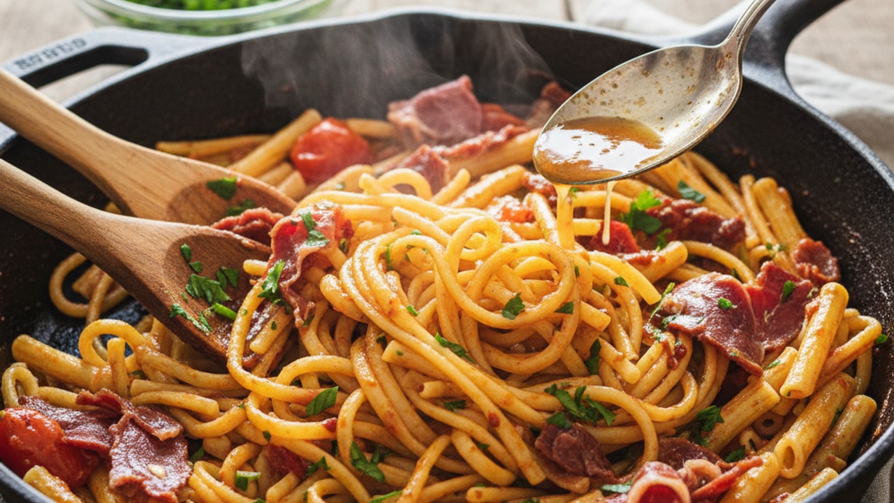 Toss pasta with the sauce and finish