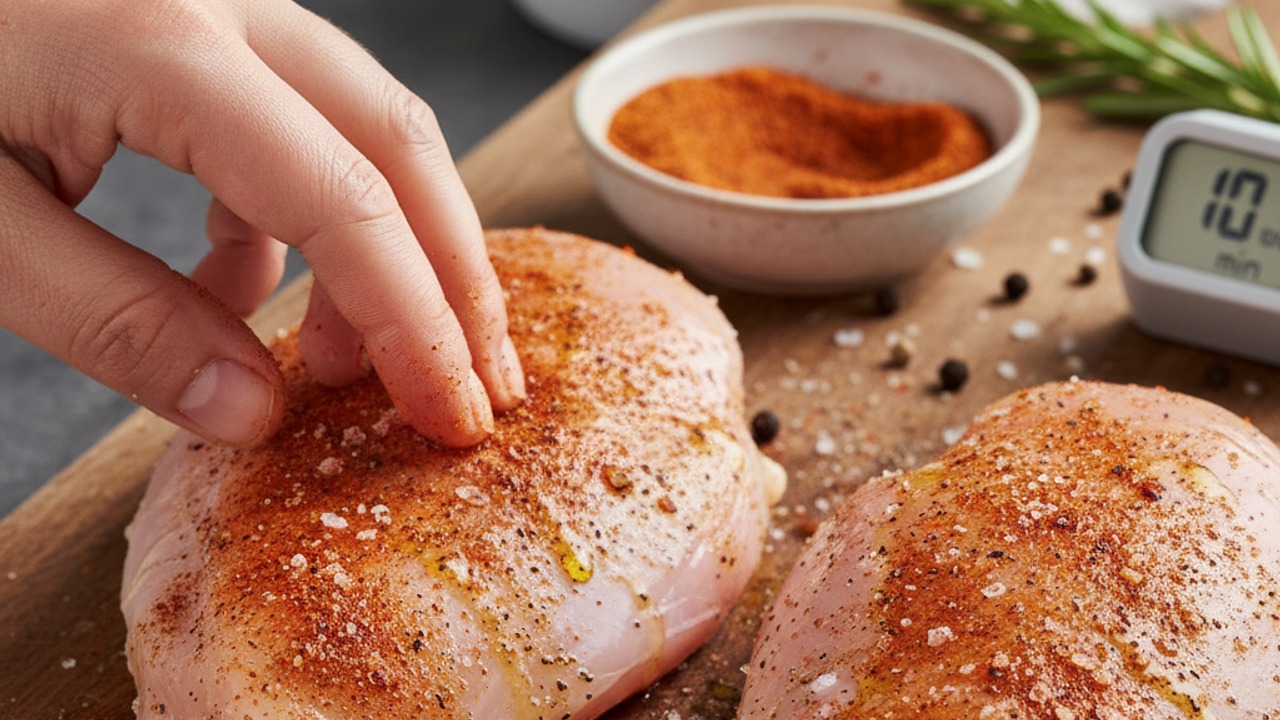 Season and marinate the chicken