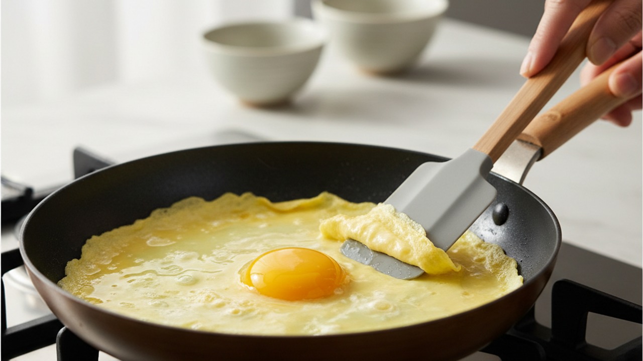 Cook the eggs slowly, stirring gently