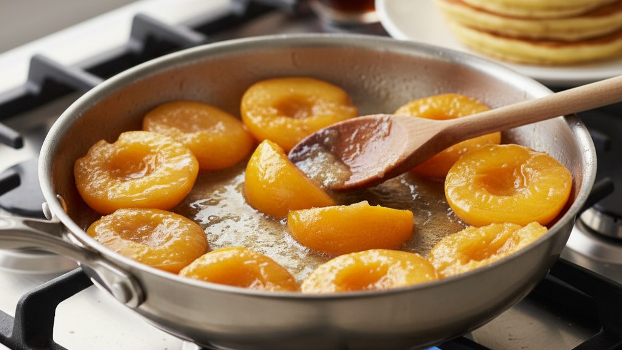 Warm the peaches to make a quick topping