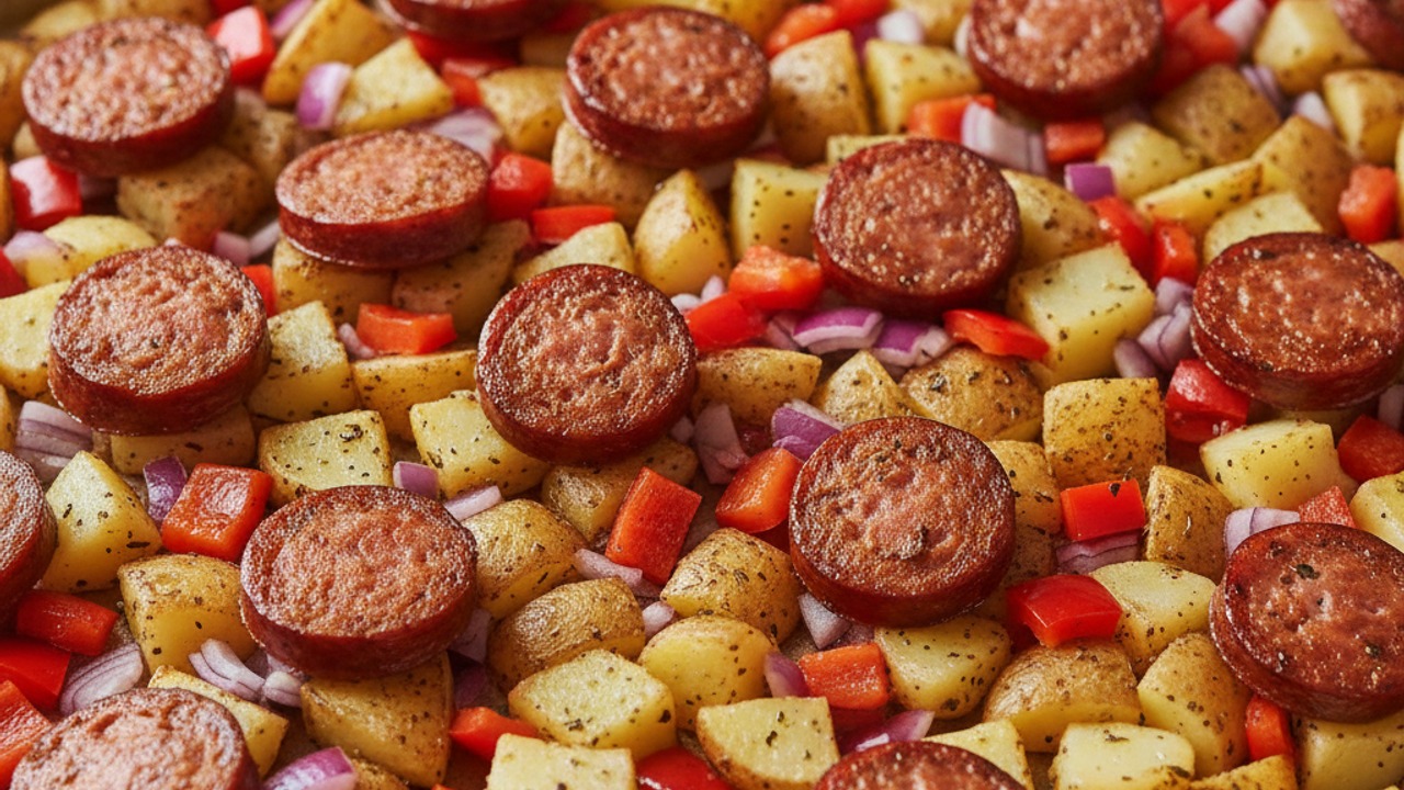 Add sausage and vegetables