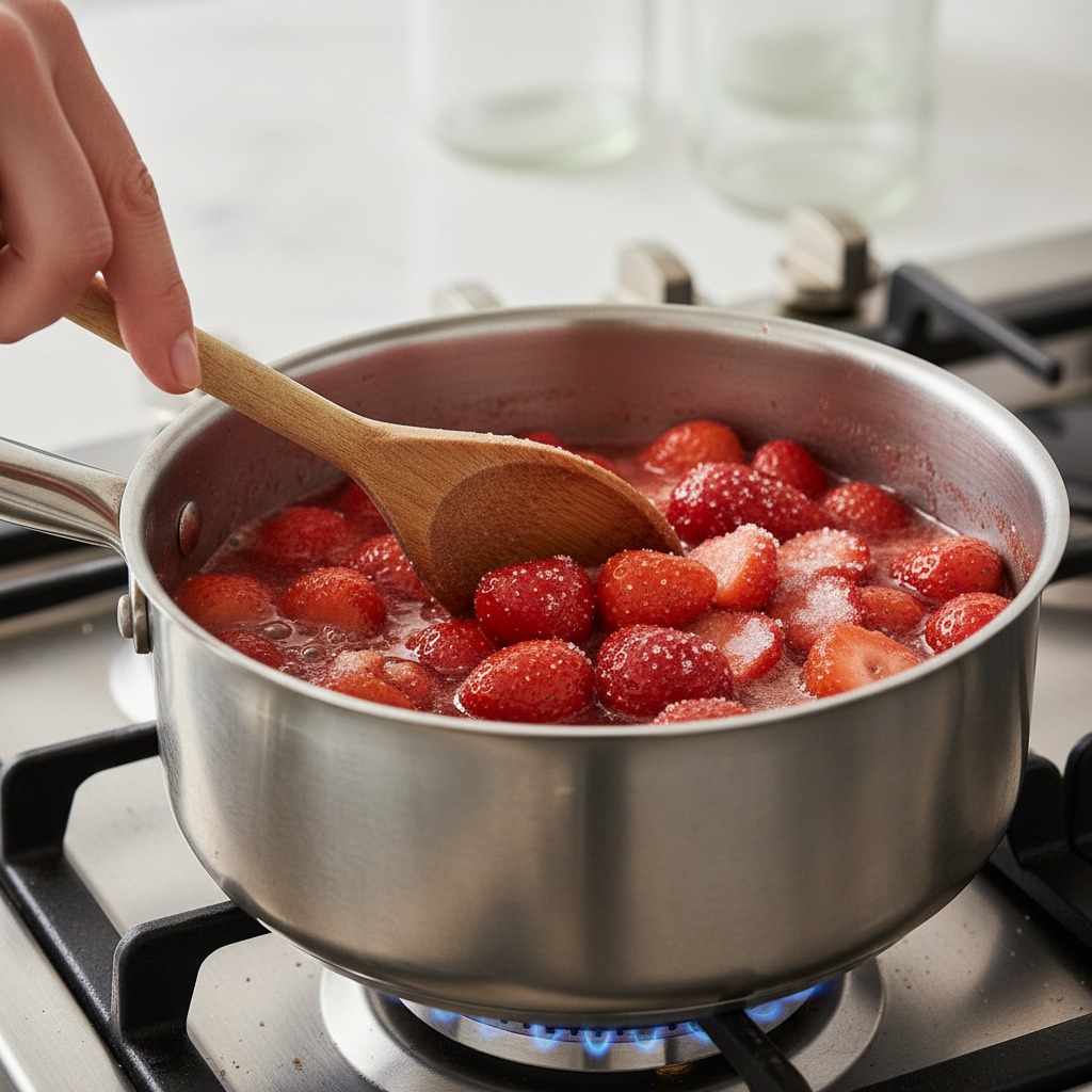 Cook the strawberry compote