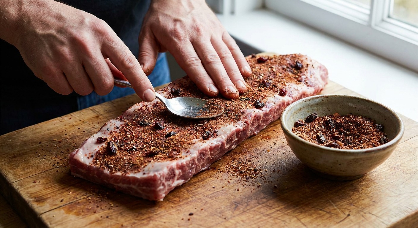 Prep the ribs and apply rub
