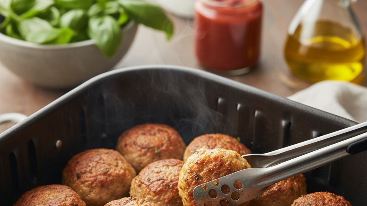 Air fry the meatballs