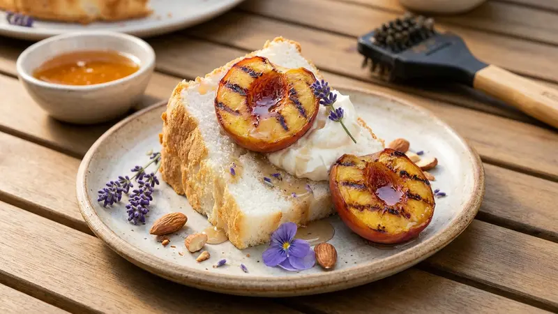Grilled Peach Angel Food Cake