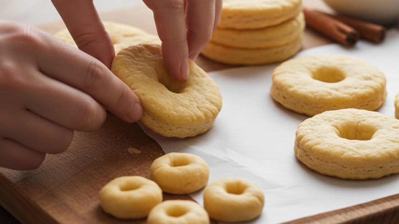 Prep the biscuit donuts