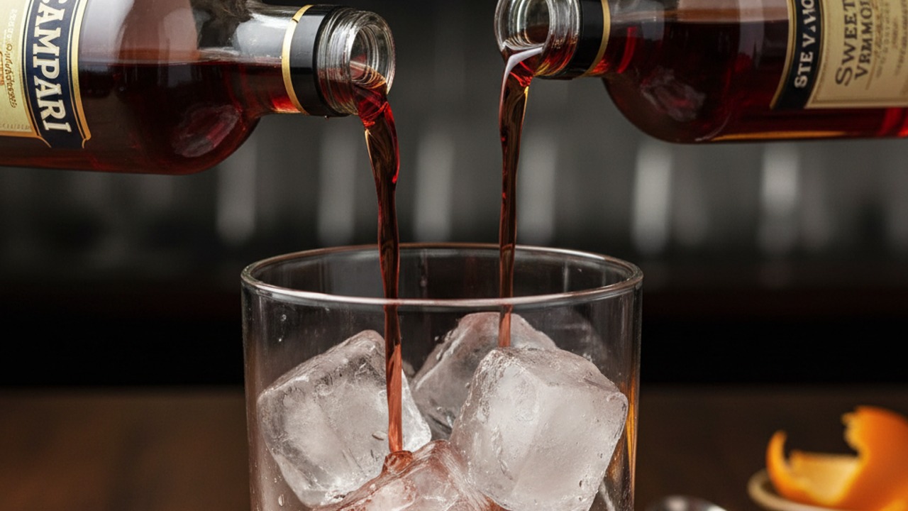 Combine spirits in a mixing glass