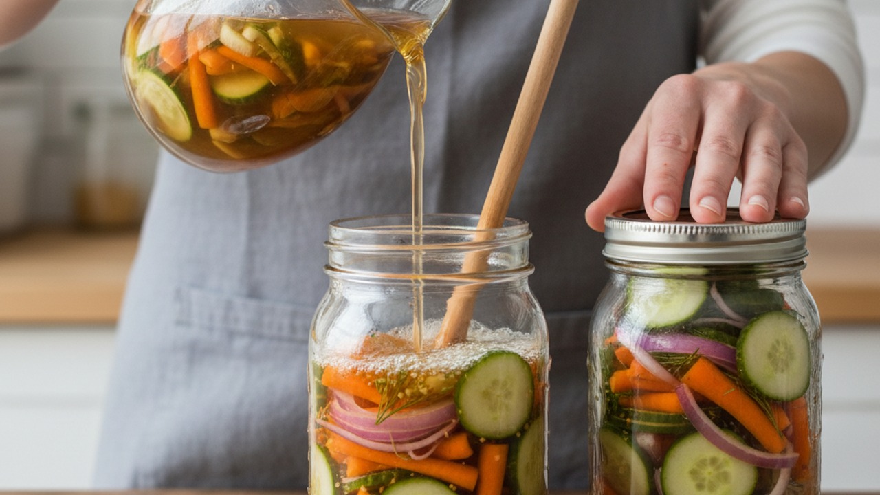 Pour the brine and seal