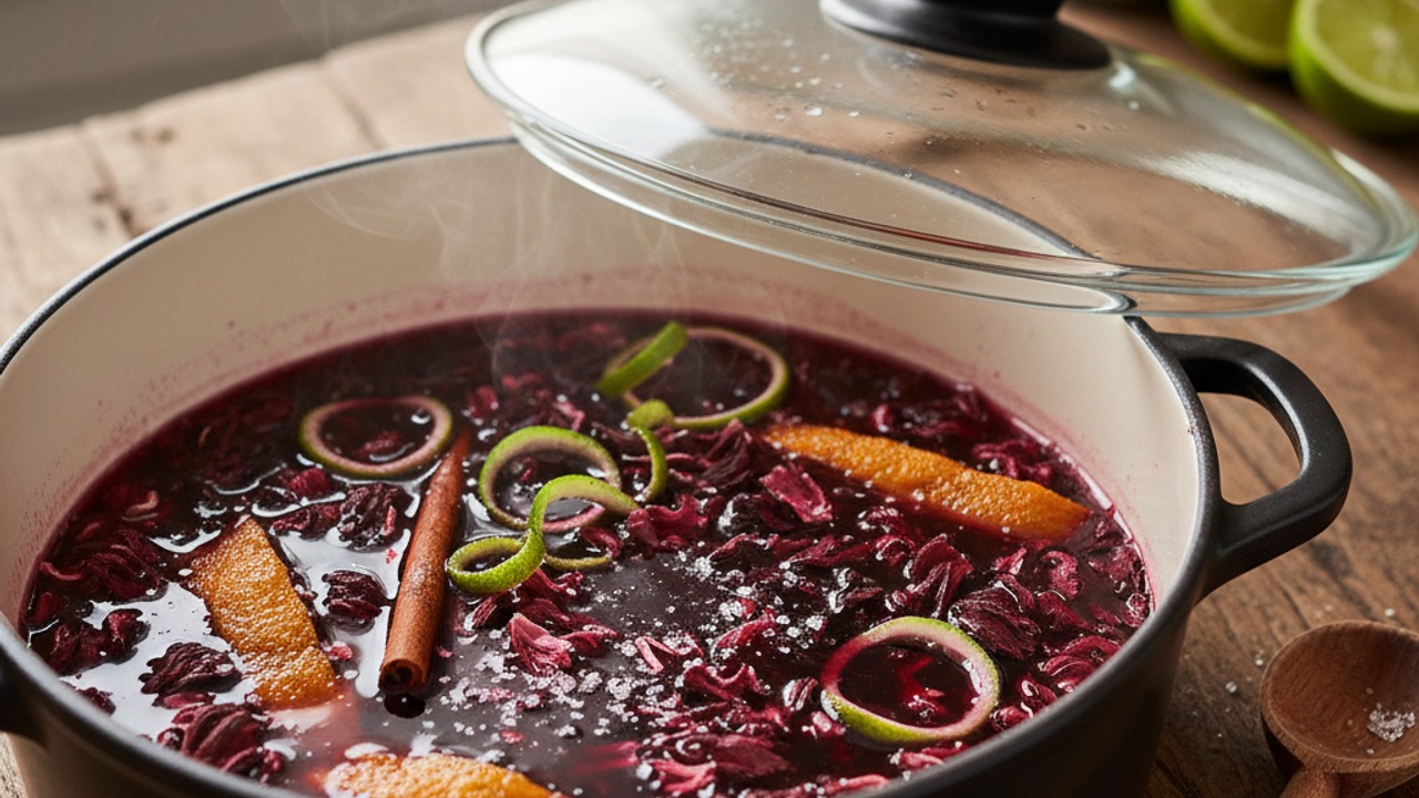 Steep hibiscus and aromatics