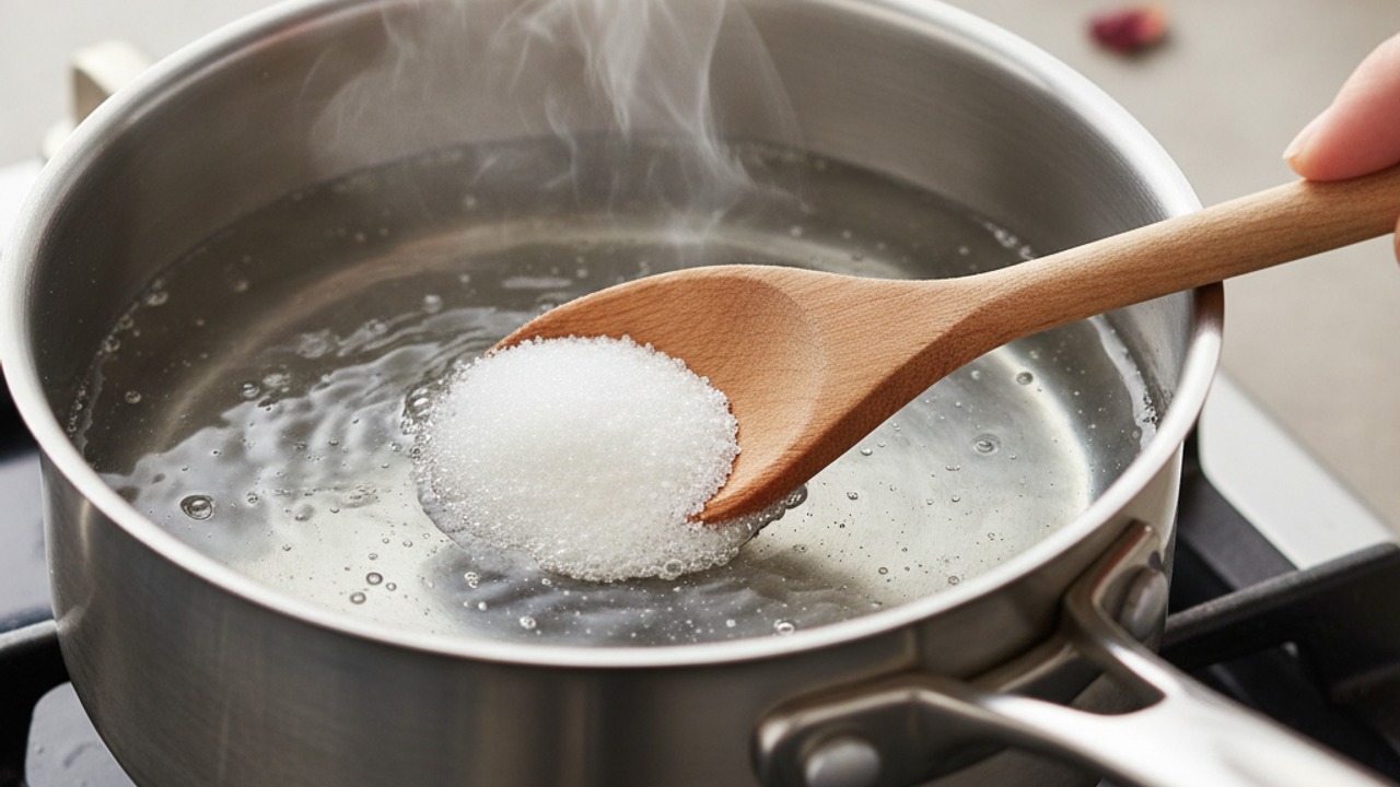 Warm the sugar and water