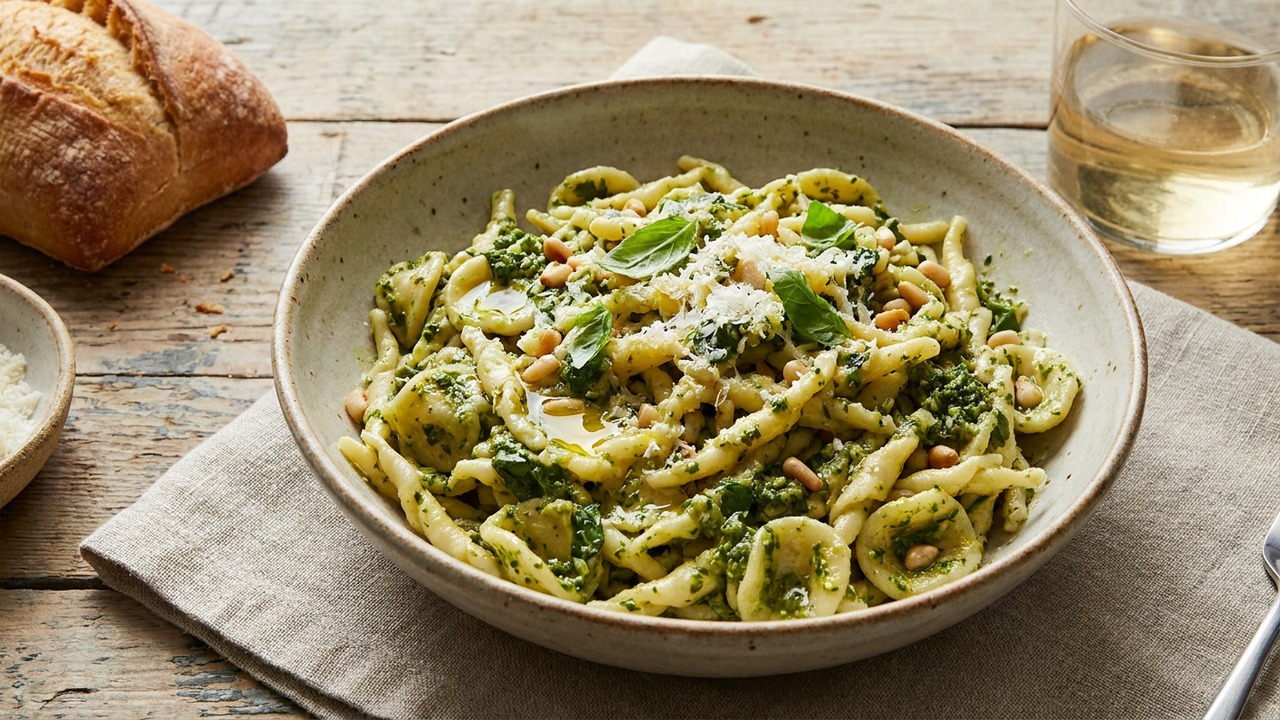 Pesto Genovese with Pasta (Classic Basil Pesto, No Fancy Tools)