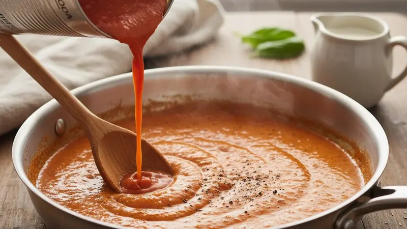 Build the creamy tomato sauce