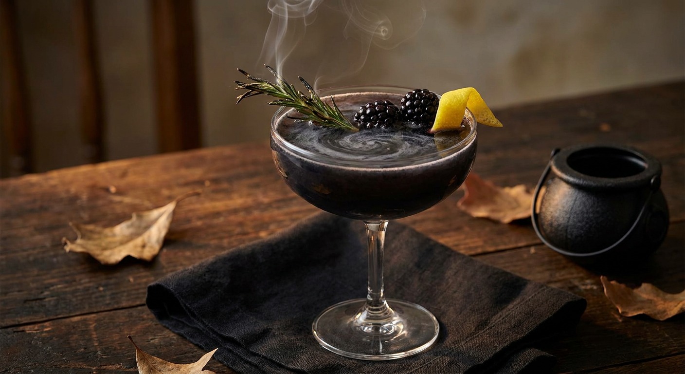 Smoky Witch's Brew Blackberry Gin Cocktail (Halloween Drink)
