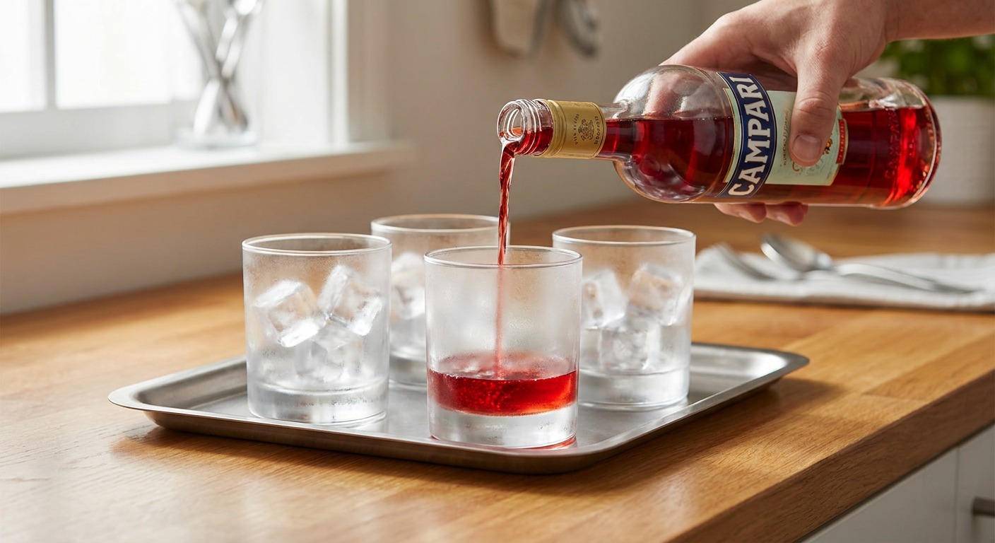 Add ice and pour the red base